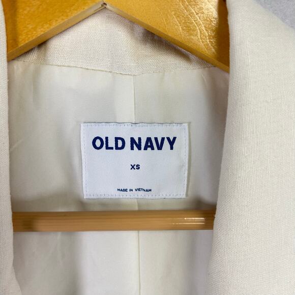 Old Navy Classic Cream White Womans Linen Blend  Blazer Jacket Size XS Career - Picture 2 of 10